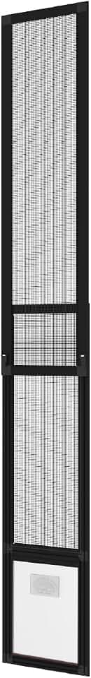 Hakuna Pets Patio Pet Door Screen Insert Panel for Sliding Doors Durable UV Resistant Mesh Locking Magnetic Closing Dog Door Flap, Permanent Install or Easy Removal for Mietals, Large, Black