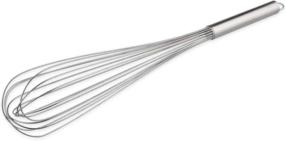 thermohauser Schneebesen (Edelstahl rostfrei), 55 cm Länge, mit Metallgriff und Aufhänger, mit 16 Schlaufen, Edelstahlgriff, Silber