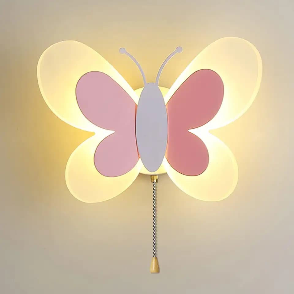 Schmetterling Wandlampe Kinderzimmer Mädchen mit Schalter Dimmbar für Innen