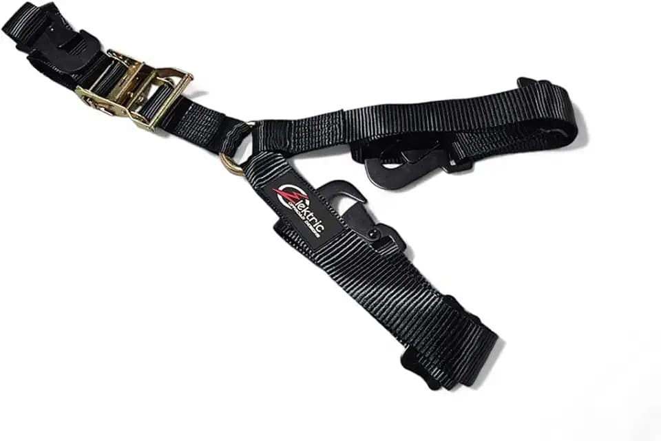 Y Spare Tire Strap – Heavy Duty 2” Wide Strap, XL Ratchet Tie Down with Industrial Flat Hook & Delta Ring – Fits Spare Tires Up to 40” – Black