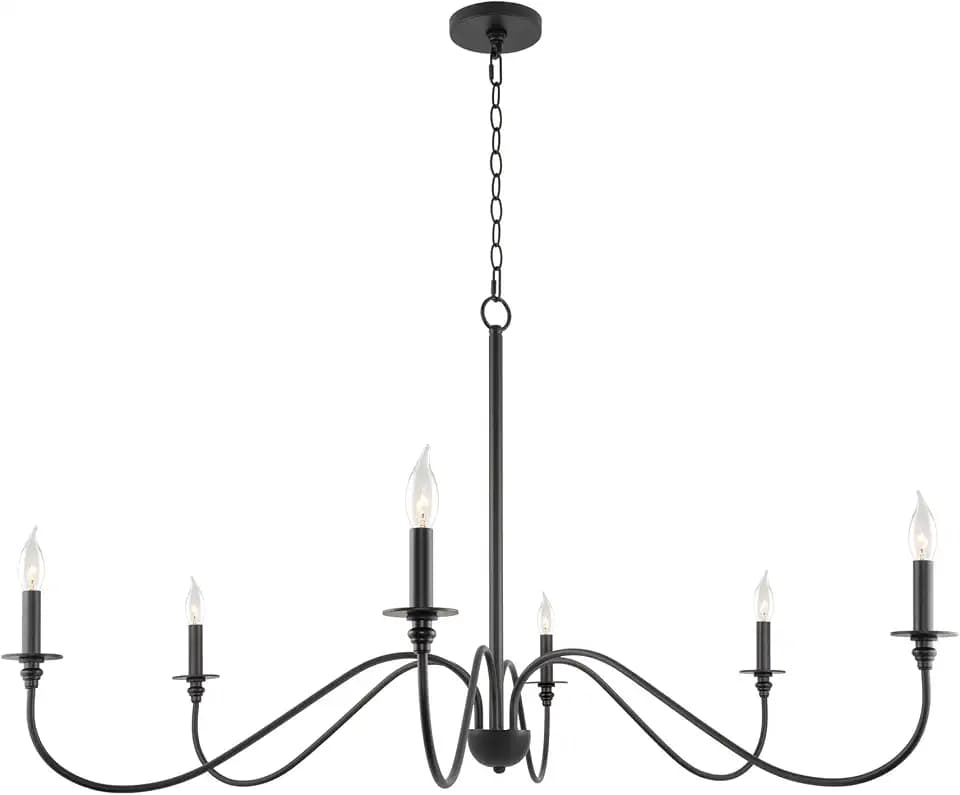 Kira Home Archer 47" Large Farmhouse 6-Light Chandelier for Living Room