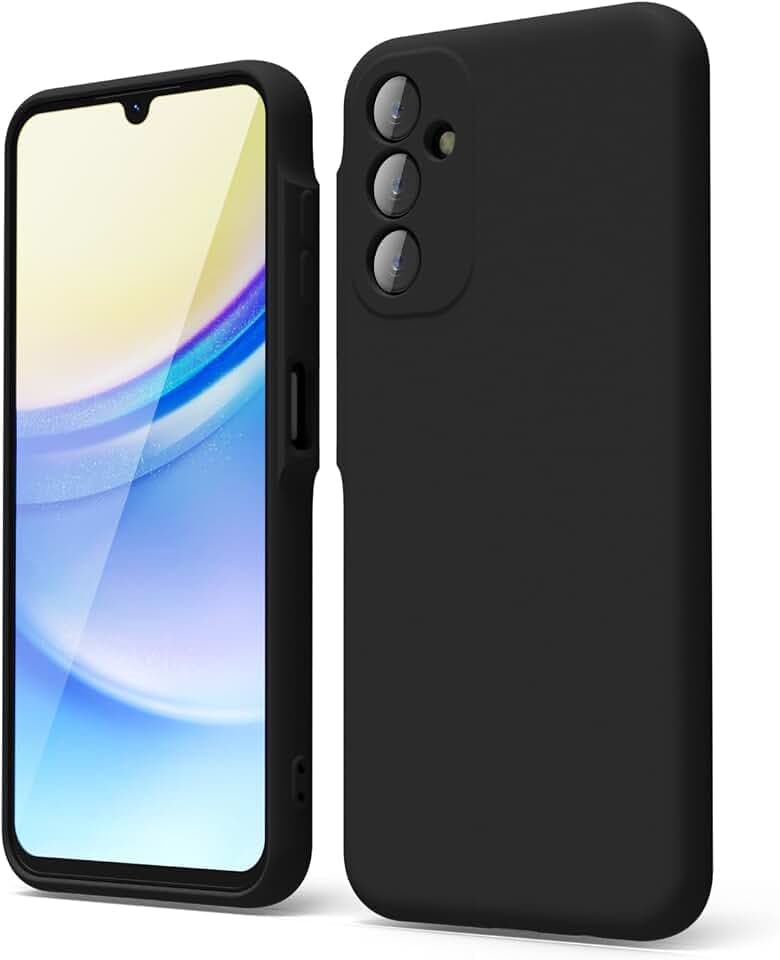 oakxco für Samsung Galaxy A15 5G Hülle Silikon Case mit Kameraschutz, Ultra Dünn Bunt Handyhülle Mädchen, Einfarbig Handy Hülle Slim Schutzhülle, Matt TPU Weich Gummi Glatt Silikonhülle, Schwarz