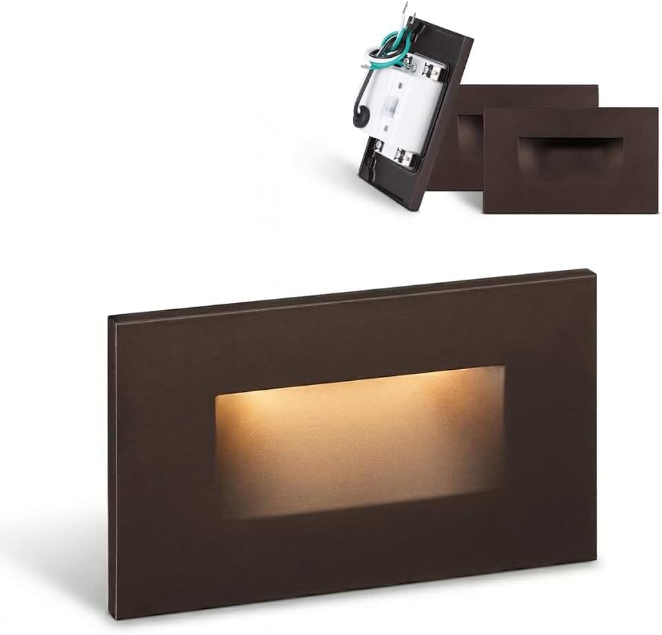 LEONLITE 3-Pack 5CCT 120V LED Step Lights, Horizontal, Oil Rubbed Bronze
