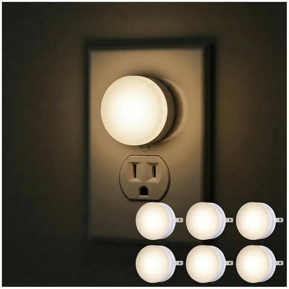 Lights by Night, Mini LED Night Light, Plug-In, Dusk to Dawn Sensor, Warm White, Compact, UL-Certified, Ideal for Bedroom, Bathroom, Nursery, Hallway, Kitchen, 45176, 1 Pack, 6 Count