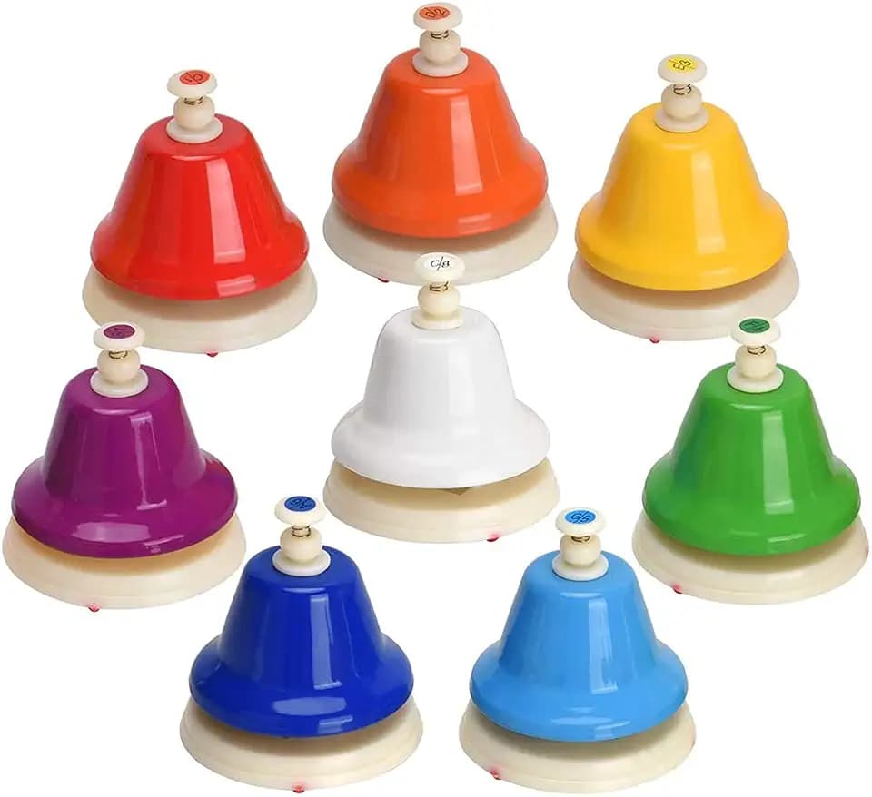 8 Stück Tischglocke Set, Metall Handglocke Glockenspiel Handbells, Musikinstrumente Melody Bell, Versteckte Glocke Glocken für Haustierglocke, Trainingsglocke für Hunde und Katzen