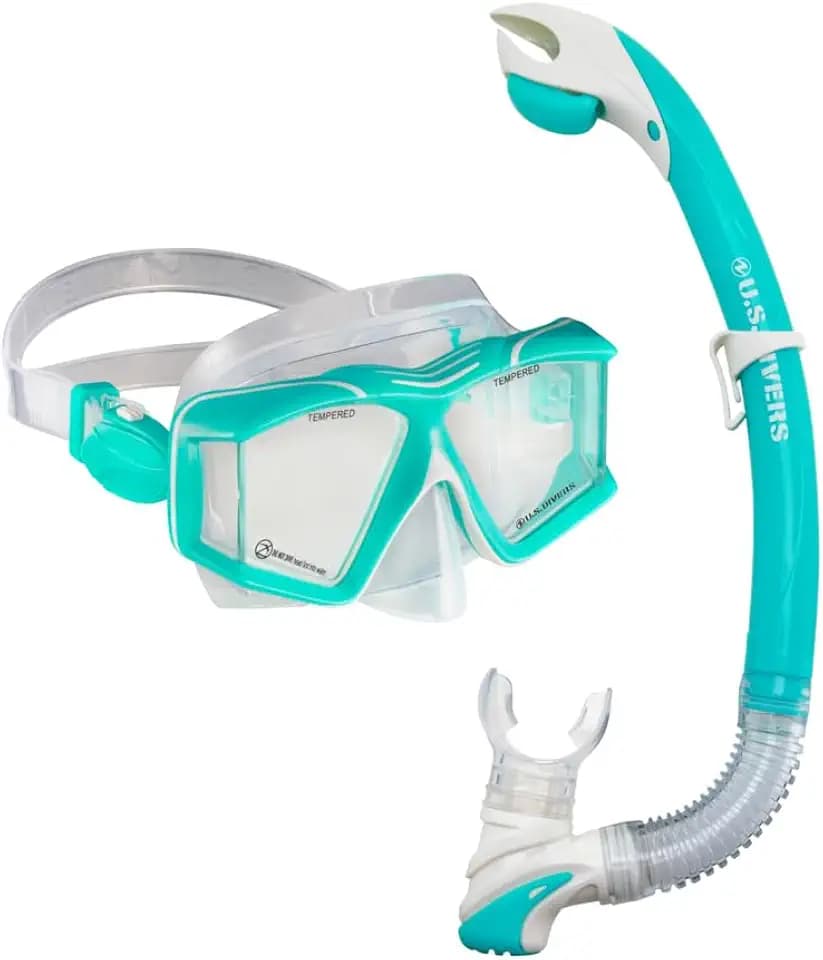 US.Divers Combo Sideview | Erwachsenes Tauchset, Maske und Schnorchel mit 180° Panoramasicht, UV-Schutz, beschlagfreien Gläsern, Schnorchel mit Ausblasventil, für Männer und Frauen