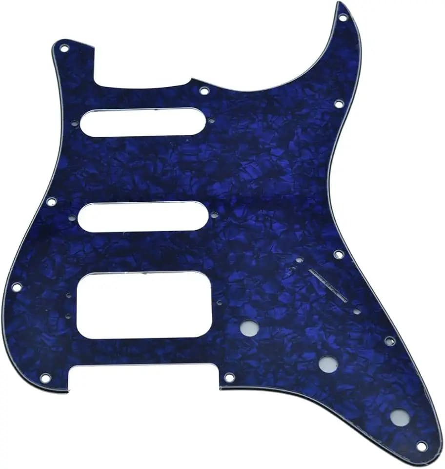 Dopro 11-Hole Strat HSS Guitar Pickguard 3-Screw Humbucking Pickup Mount Fits American FD Stratocaster Blue Pearl