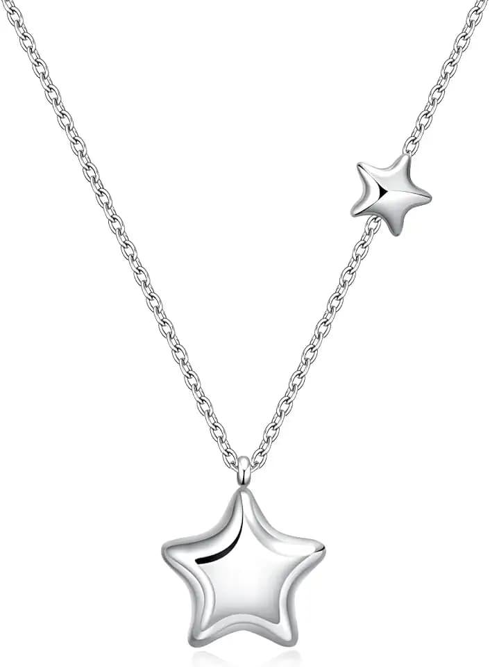 Rnivida Stainless Steel Star Necklace for Women Minimalist Star Charm Pendant with Adjustable Chain