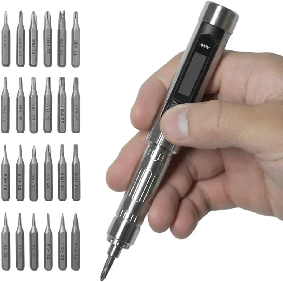 MINIWARE Precision Screwdriver Set ES15S, Mini Electric Screwdriver with 24 Magnetic Bits, 5 Gears Torque, Cordless, Rechargeable DIY Repair Tool Set for Small Appliances Phones/Camera/Laptop etc.