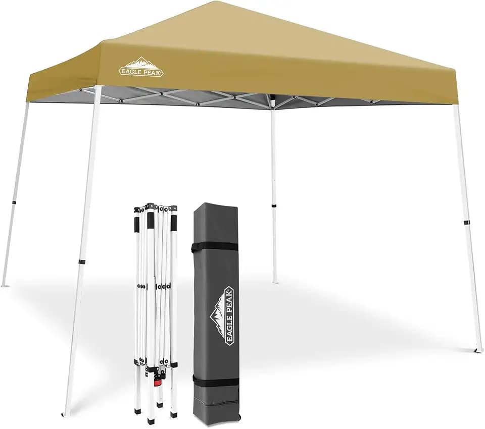 EAGLE PEAK 10x10 Slant Leg Pop Up Canopy Tent, Beige