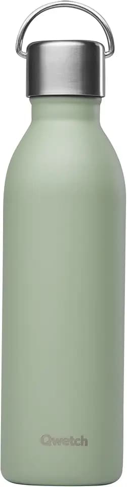 Qwetch - Trinkflasche 600 ml Edelstahl Linden Grün Active - Thermosflasche aus 90% recyceltem Inox - 24h Kalt & 12h Heiß - Isolierflasche, Auslaufsicher, BPA-frei & Kompakt