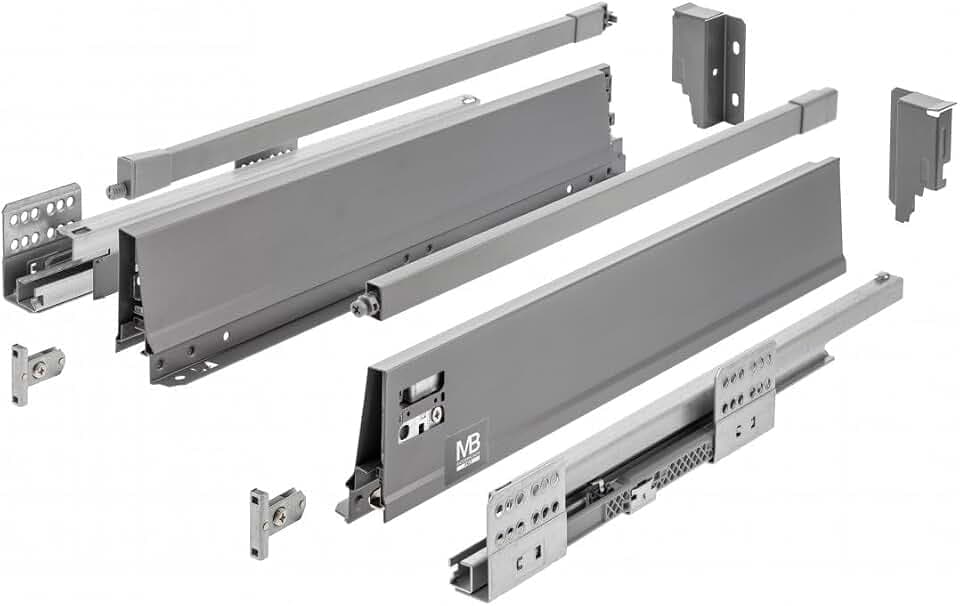 GTV - Modern Box Pro Schubladenschienen I L=300mm H=135mm I Anthrazit I Schublade mit Leises Schließen I Die Synchronisation des Fahrweges der Führungen I Belastung bis zu 40 kg I PB-MBPRO-KPL300B
