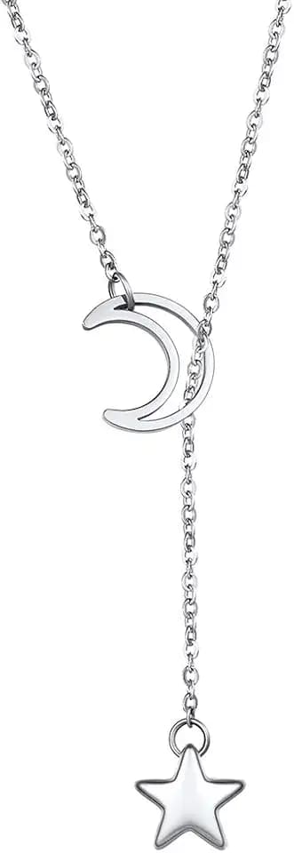 GoldChic Jewelry Y Kette Damen Ketten Aus Kupfer/Edelstehl，Damen Y-Ketten mit minimalistischem Anhänger Personalisiert Damen Halsketten mit Garvur,Damen Y-Ketten mit Verstebar Ketten