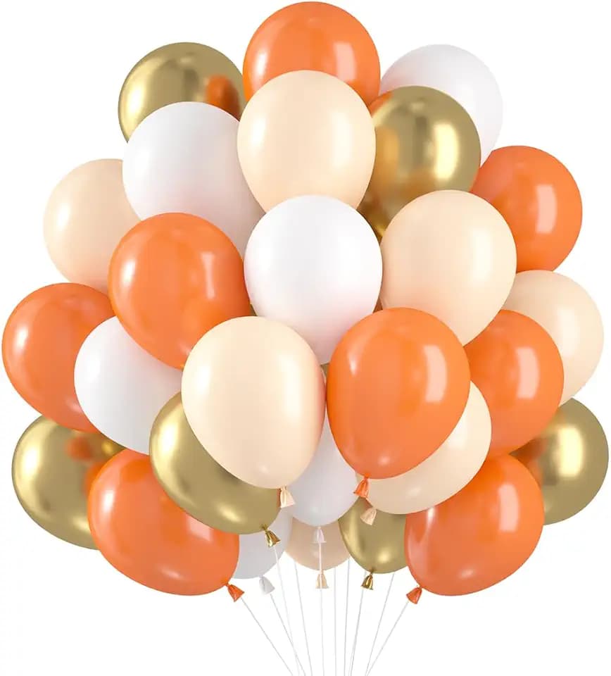 60 Stück Luftballons Orange, Luftballons Geburtstag Orange Beige, Helium Ballons Geburtstagsdeko Orange Mit Beige Latex Ballons für Mädchen Geburtstag Hochzeit Babyparty Party Dekoration