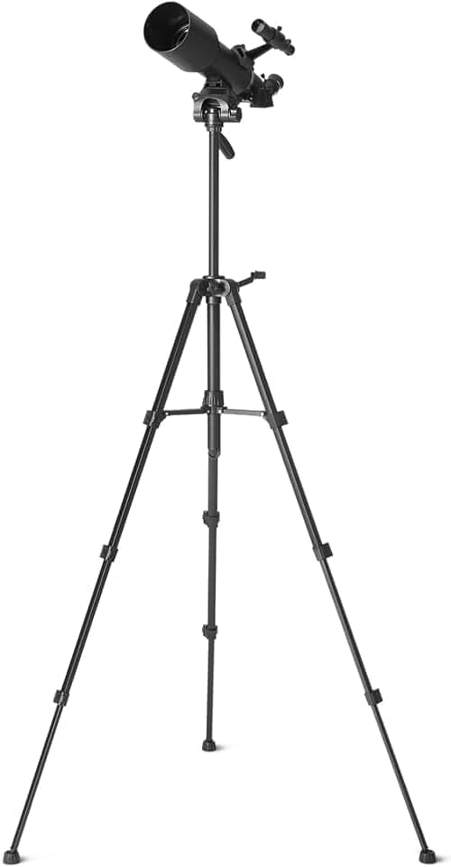Amazon Basics 70mm Aperture 400mm Astronomical Refracting Telescope with Smartphone Adapter, Wireless Remote, 18X-120X Magnification, Lightweight Tripod, Carry Bag, Black