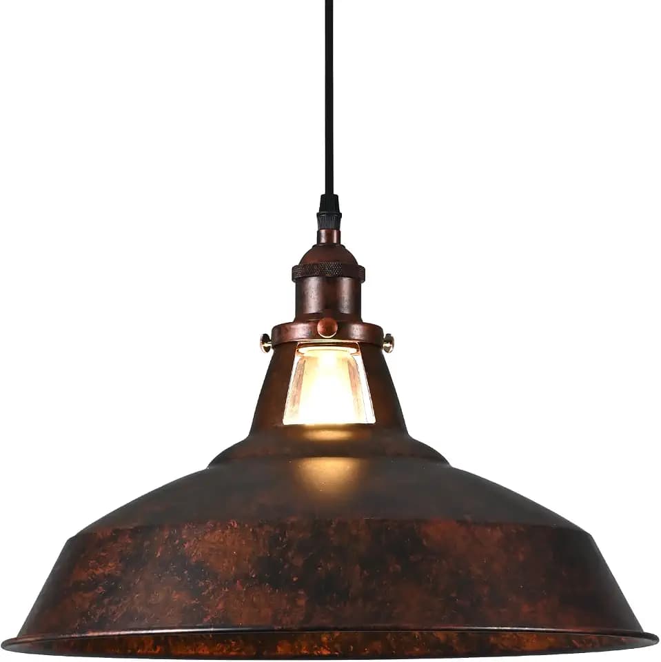 TAKEGO 15.4" Industrial Large Pendant Light, Vintage Hanging Light Kitchen Island, Farmhouse Pendant Light Rustic Light Fixtures, Hanging Ceiling Lamp for Kitchen Island, Hallway, Dining Room