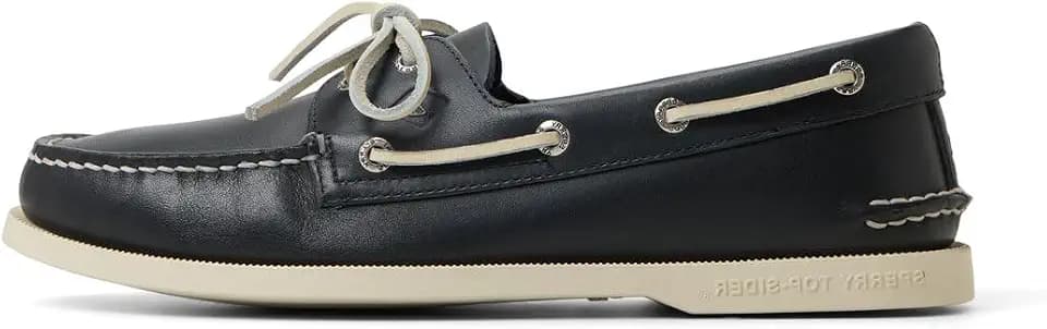 Sperry Men's Authentic Original 2-Eye Leather Boat Shoe, Distress Navy, 9
