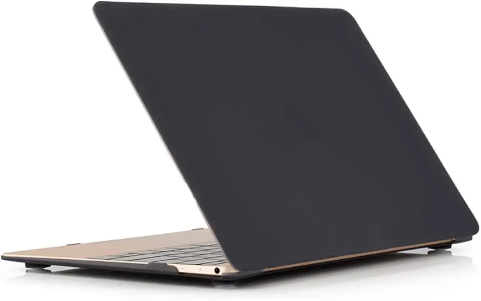 RUBAN Hard Shell Protective Case Compatible with MacBook 12 Inch A1534, Slim Snap On Cover (Black)