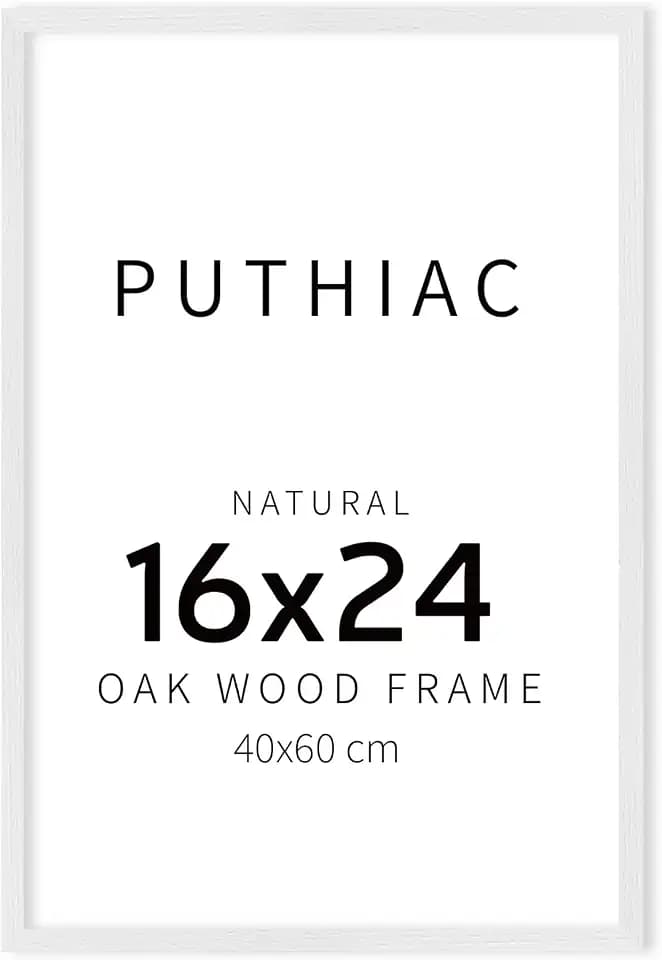 puthiac 16x24 Solid Oak Wood Picture Frame, White, 1 Pack