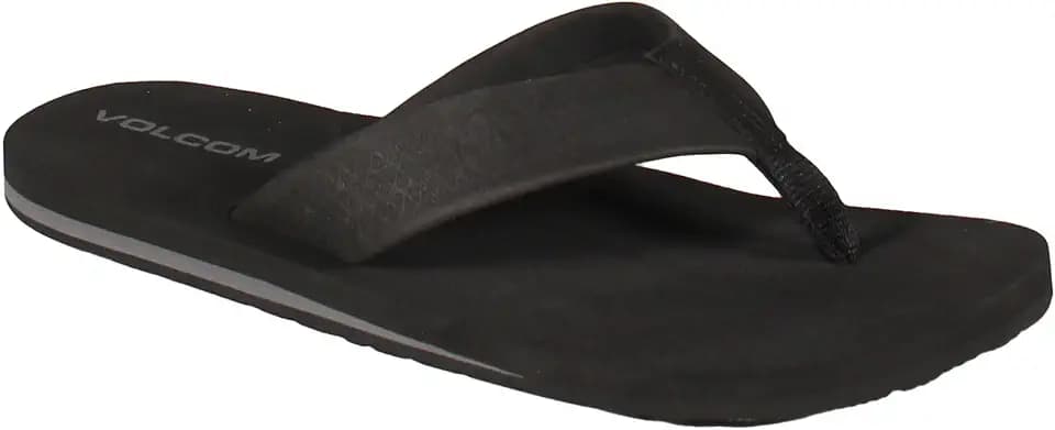 Volcom Men's Daycation Flip Flop Sandal – Soft Brushed Recliner Comfort Foam Footbed, Black/Black, 8