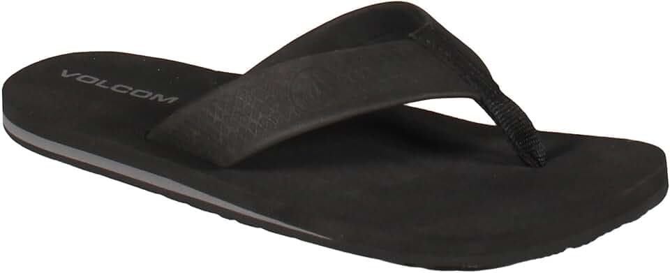 Volcom Men's Daycation Flip Flop Sandal – Soft Brushed Recliner Comfort Foam Footbed, Black/Black, 8