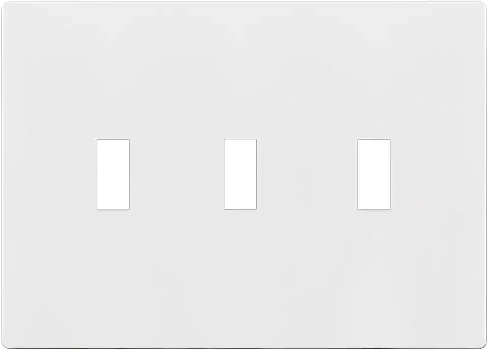 ENERLITES Screwless Triple Toggle Light Switch Wall Plate Cover, White