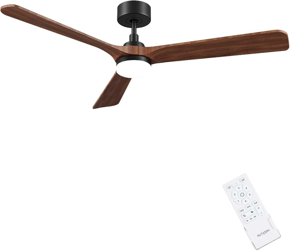 132cm Holz Deckenventilator mit Beleuchtung, Dunkles Holz
