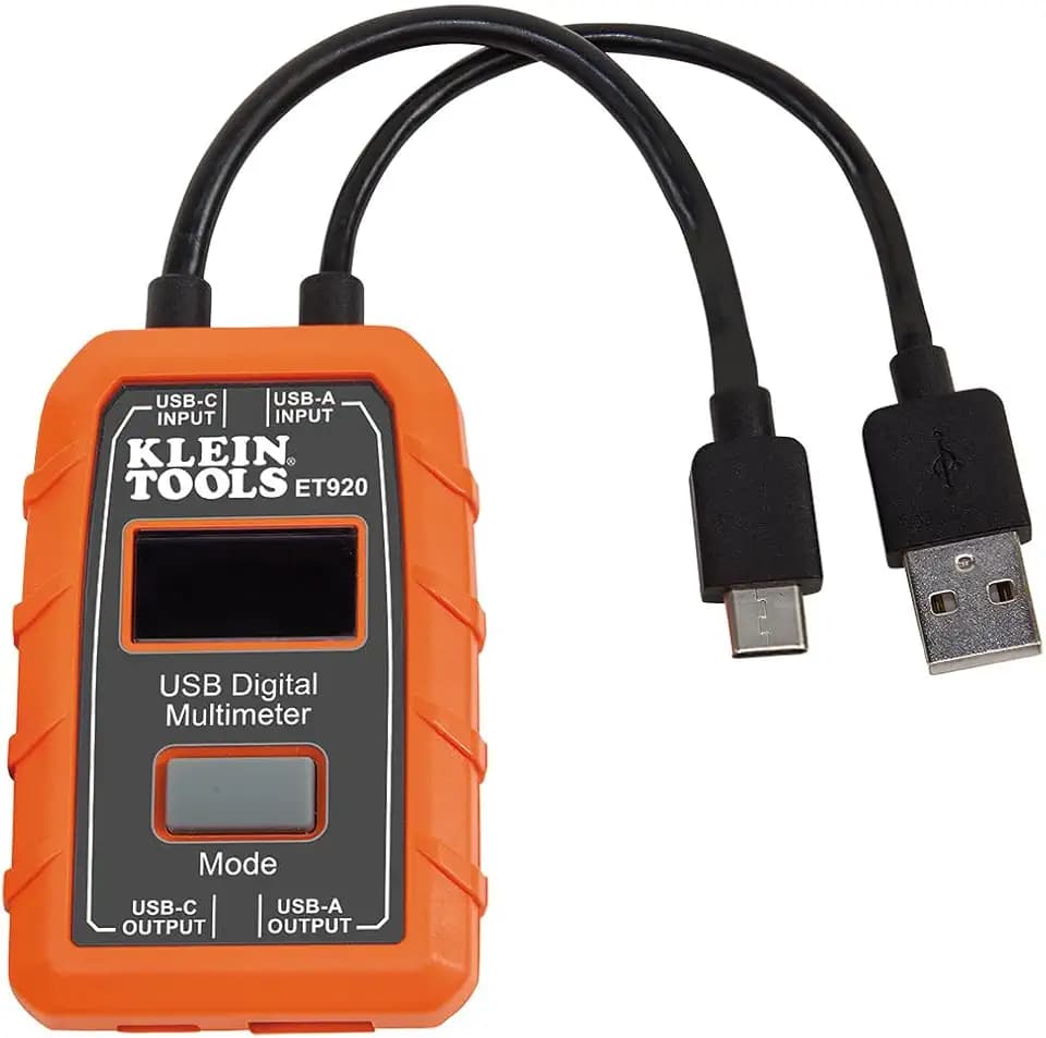 Klein Tools ET920 | USB-Digitaltester Typ A & Typ C | Misst Spannung, Strom, Energie, Kapazität & Widerstand | Bidirektionale Datenanzeige auf LCD | Für USB-C PD, Ladegeräte & Powerbanks