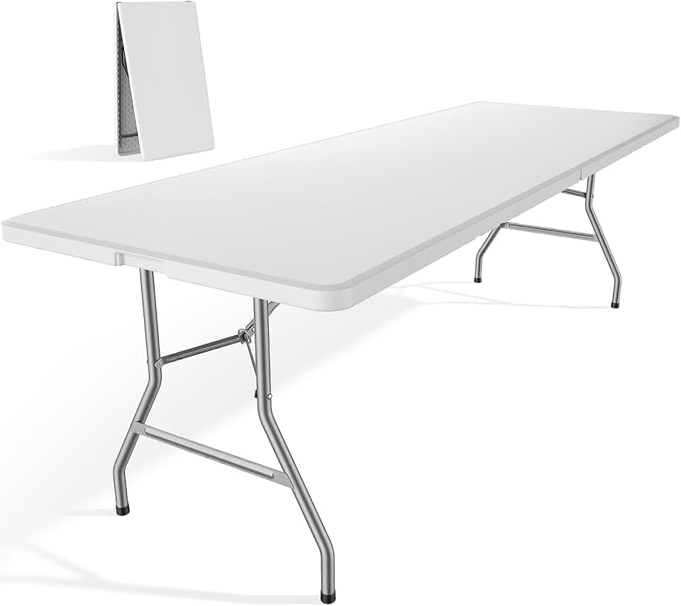 DUMOS 8 FT Folding Picnic Table, Portable Plastic Table, Easy to Keep