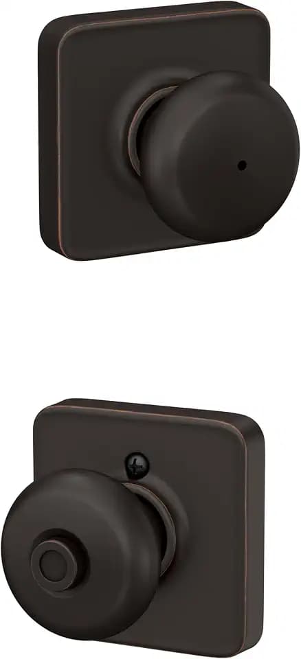 SCHLAGE Plymouth Bed/Bath Privacy Door Handle with Lock, Aged Bronze