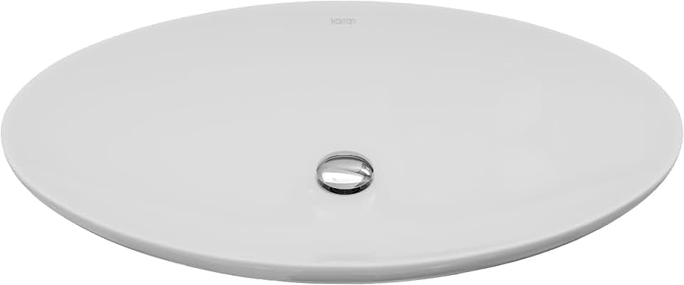 Karran Valera 27" Large Oval Vessel Bathroom Sink – Above Counter Vitreous China Ceramic Vanity Basin, Modern Double Faucet Sink VC-303-WH