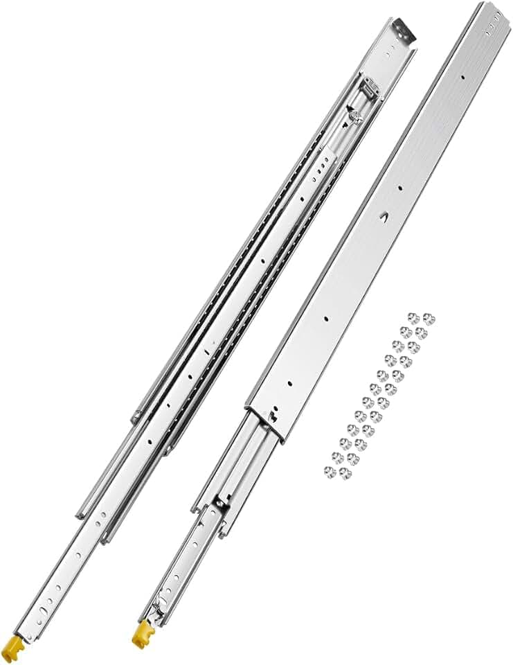 VEVOR 1 Paar Schubladenschienen mit Vollauszug 1219 mm, 226 kg Tragkraft, Schubladenführungen, Doppelverriegelungsdesign, seitlich montierte Teleskopschienen für Regale, Schränke, Industrieschubladen