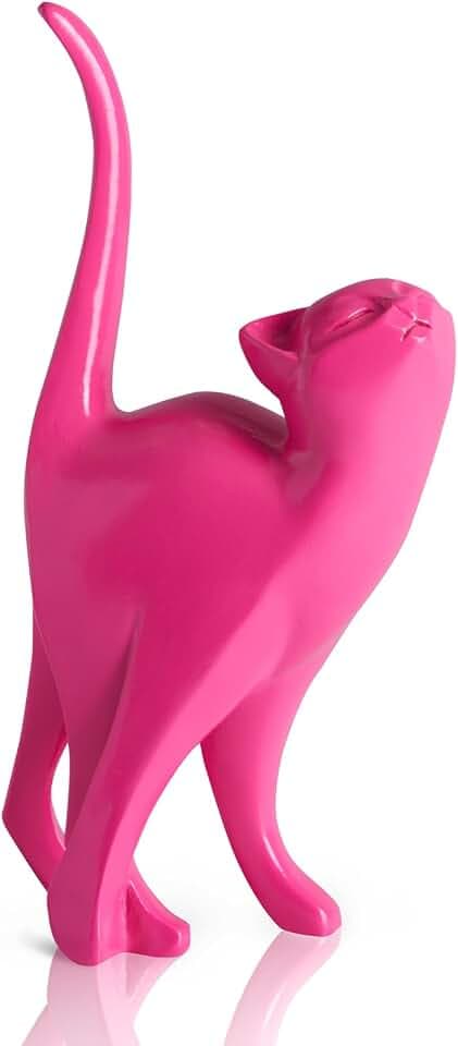 7 Inch Hot Pink Proud Cat Statue