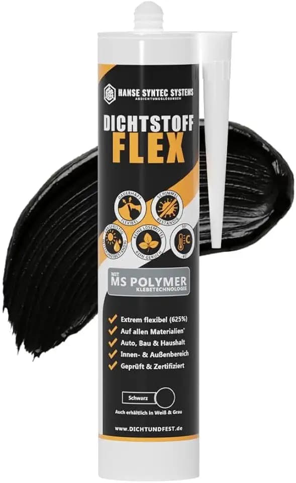HSS Dichtstoff FLEX Schwarz 290ml MS-Polymer, Elastischer Fugendichtstoff für Innen & Außen