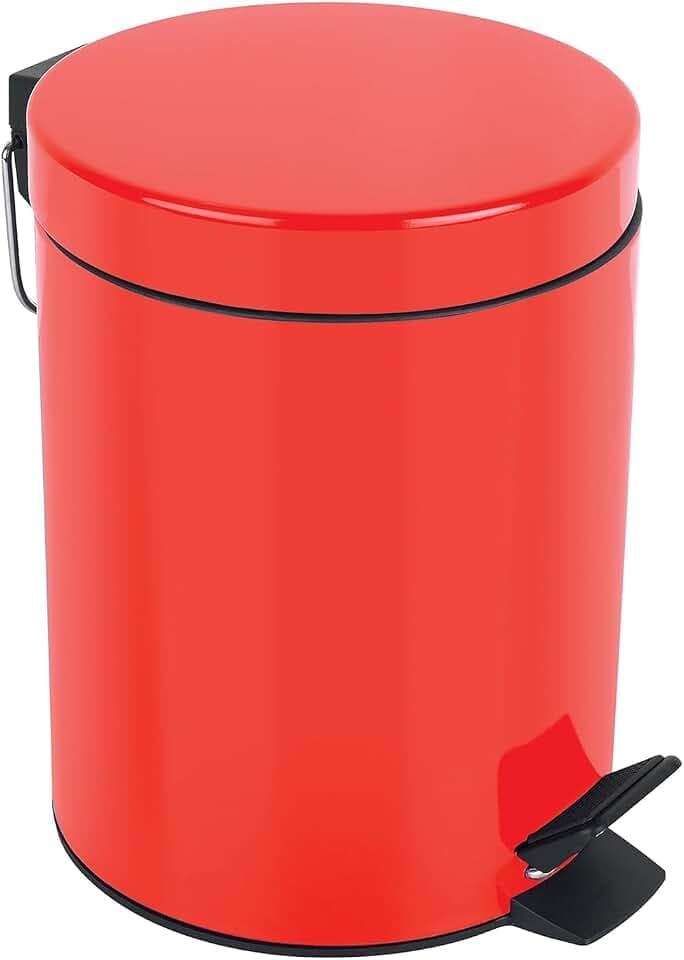 Spirella – SYDNEY Treteimer aus Stahl – Modernes Design – Leicht zu öffnen – Herausnehmbarer Inneneimer – Bad- oder Küchenaccessoire – Rot – 3 l