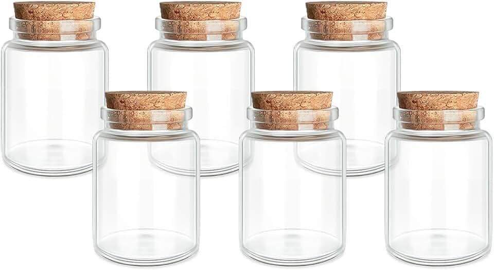 JIUYUE 6-Pack 2.71 oz (80ml) Small Glass Bottles with Cork Stoppers