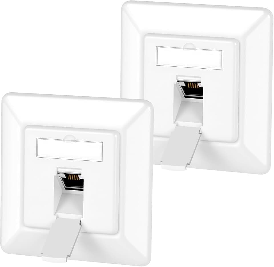 OFFCUP 2pc Netzwerkdose CAT6A 2Port RJ45 Geschirmt 10G 500MHz