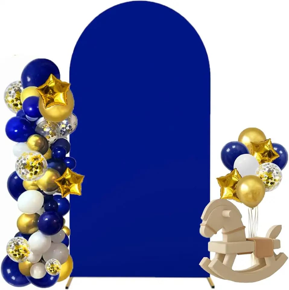 Albassa 6.6FT Arch Cover 2-Sided Spandex Fitted Arch Backdrop Cover Round Top Chiara Stand Covers for Baby Shower Birthday Party Wedding Decoration (Royal Blue, 6.6FT)