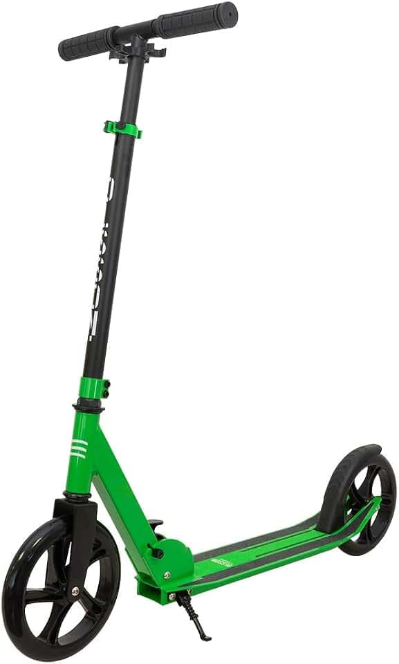 OLSSON Kick Scooter Kind HOPP GRÜN - 360° drehbarer Lenker mit Verstellbarer Höhe (77-98 cm) - Chassis 50% Aluminium - 200 mm PU-Räder mit ABEC 9 Lagern - Fußbremse - Kinder 6 bis 12 Jahre