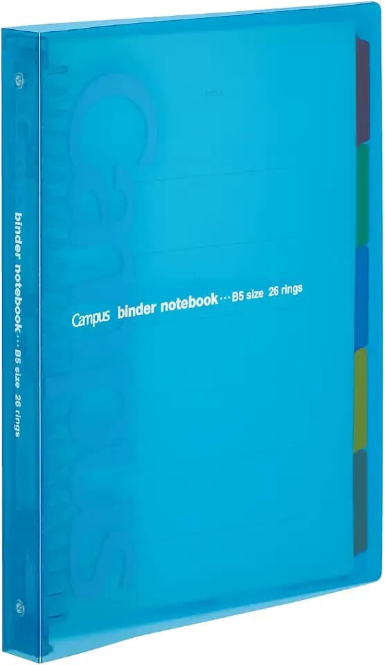 Kokuyo Campus Slide Binder with 5 Tab Dividers, Middle Type, B5, 26 Holes, Up to 100 Sheets, Blue (RU-P333NB)