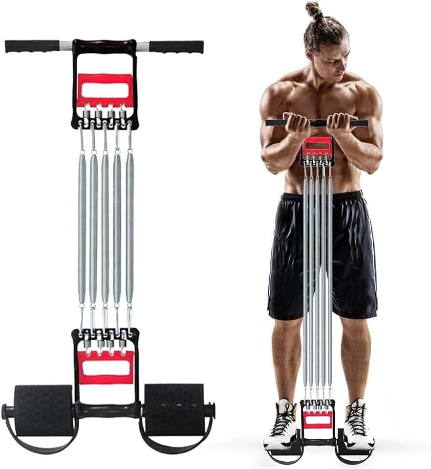 3 in 1 Multifunktionale Sportgerät Bauchtrimmer + Handgreifer + Expander mit 5 Federn für Brust Hand Arm Training|Übungen Expander Muskelaufbau