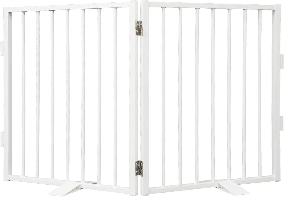 Snagle Paw Vollmetall Freistehend Absperrgitter,für den Innenbereich Hundegitter mit Bodenschonenden Stützfüßen,Treppengitter für Hund 102x61cm(BxH) Faltbares Schutzgitter für Treppen,Flure und Türen