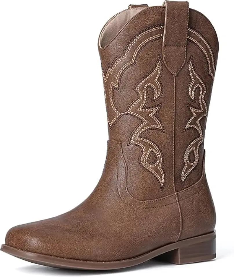 Choiran Cowboy Boots for Girls and Boys - Western Cowgirl Boots Unisex Mid Calf Riding Shoes for Toddler Little Kid/Big Kid