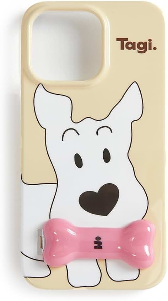 Tagi. Haha Little Tail Phone Case with Metal Bracket Holder, Shockproof Protection Cell Phone Cover 15/16 Pro Max (Butter, Phone 16 Pro)