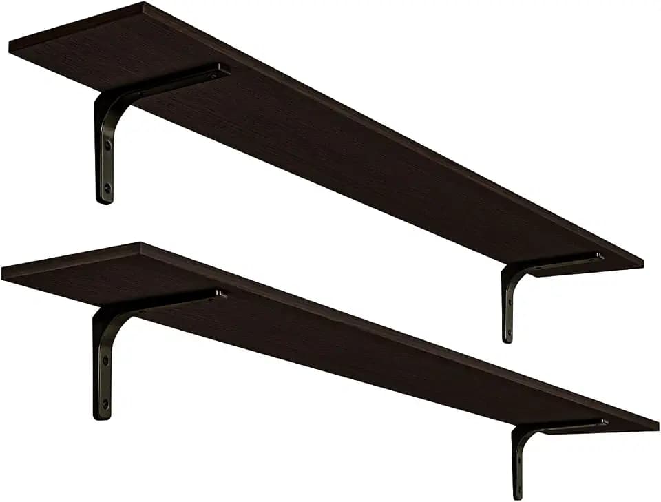 DINZI LVJ Long Wall Shelves, 55.1Inch Wooden Wall Mounted Shelves, Set of 2