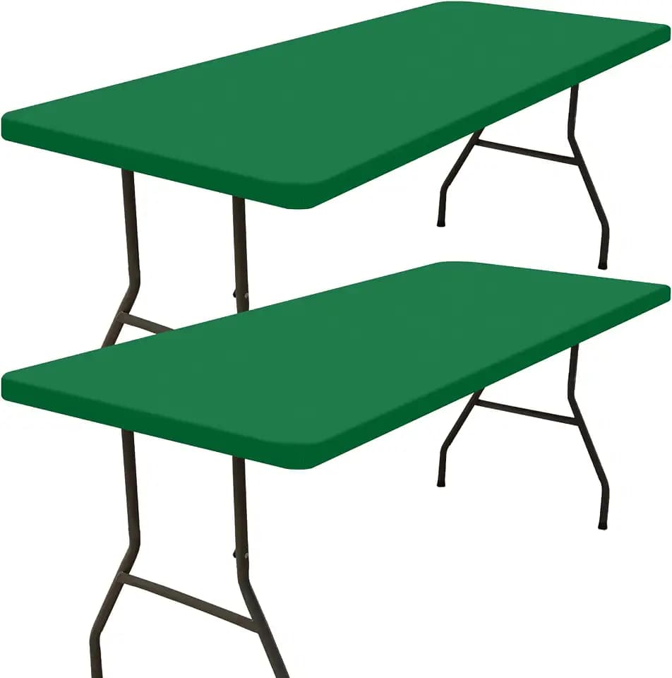Smiry 2 Pack Rectangle Picnic Table Cloth, Waterproof Elastic Fitted Tablecloths, Washable Polyester Rectangular Patio Table Cover for Camping, Indoor and Outdoor (Hunter Green, 36"x60")