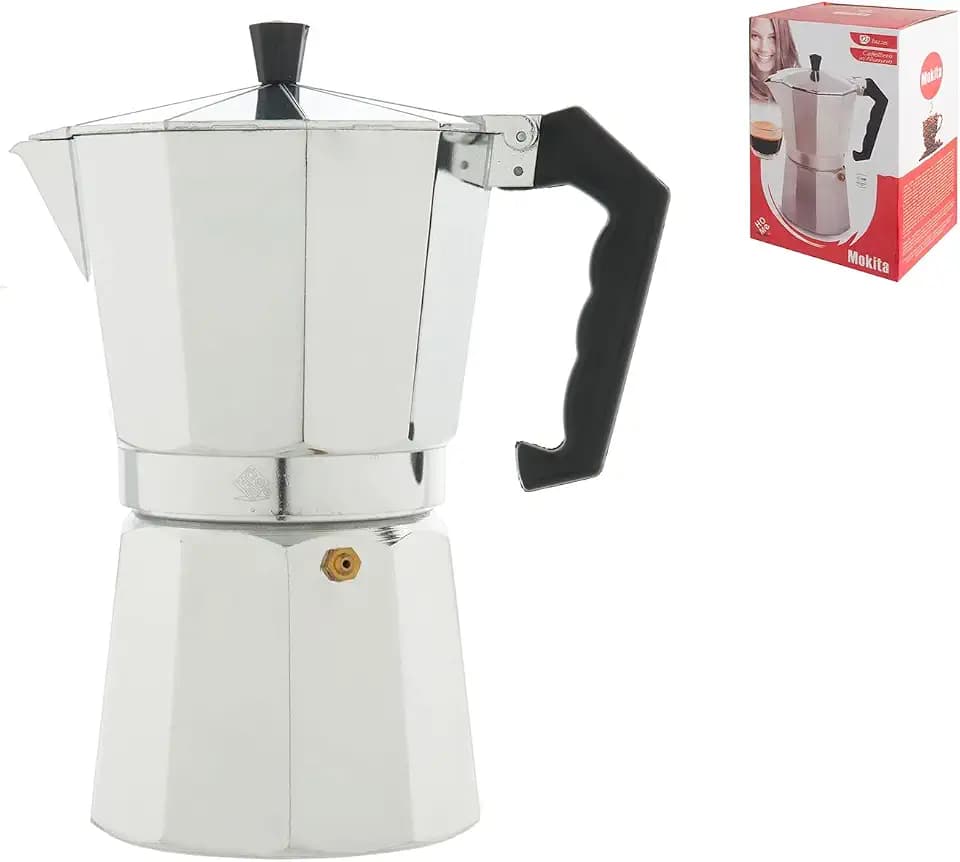 Home Mokita Kaffeemaschine, Aluminium, Silber/Schwarz, 12 Tassen