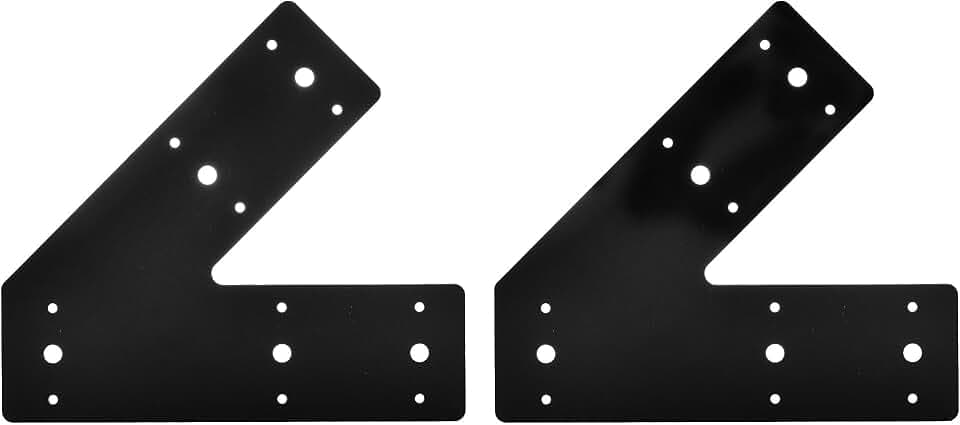 Sihnman 45 Degree Angle Flat Bracket (2 pc) with Powder Coating as Mending Plate, Angled Brackets, Knee Plate, and Leg Bracket for Truss and Framing. Great for Outdoor and Indoor