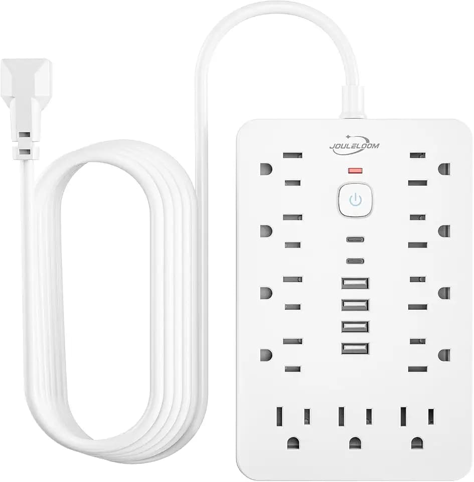 20 FT Flat Plug Surge Protector Power Strip,11 AC Outlets with 6 USB Ports