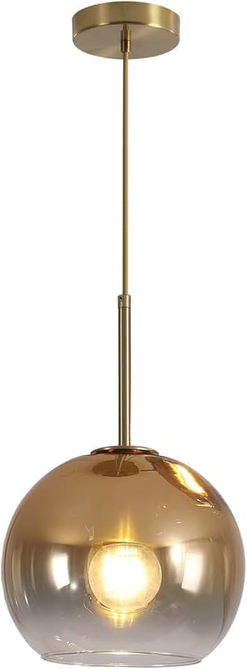 KCO 9.8” Large Mid Century Modern Gradient Gold Glass Globe Pendant Light